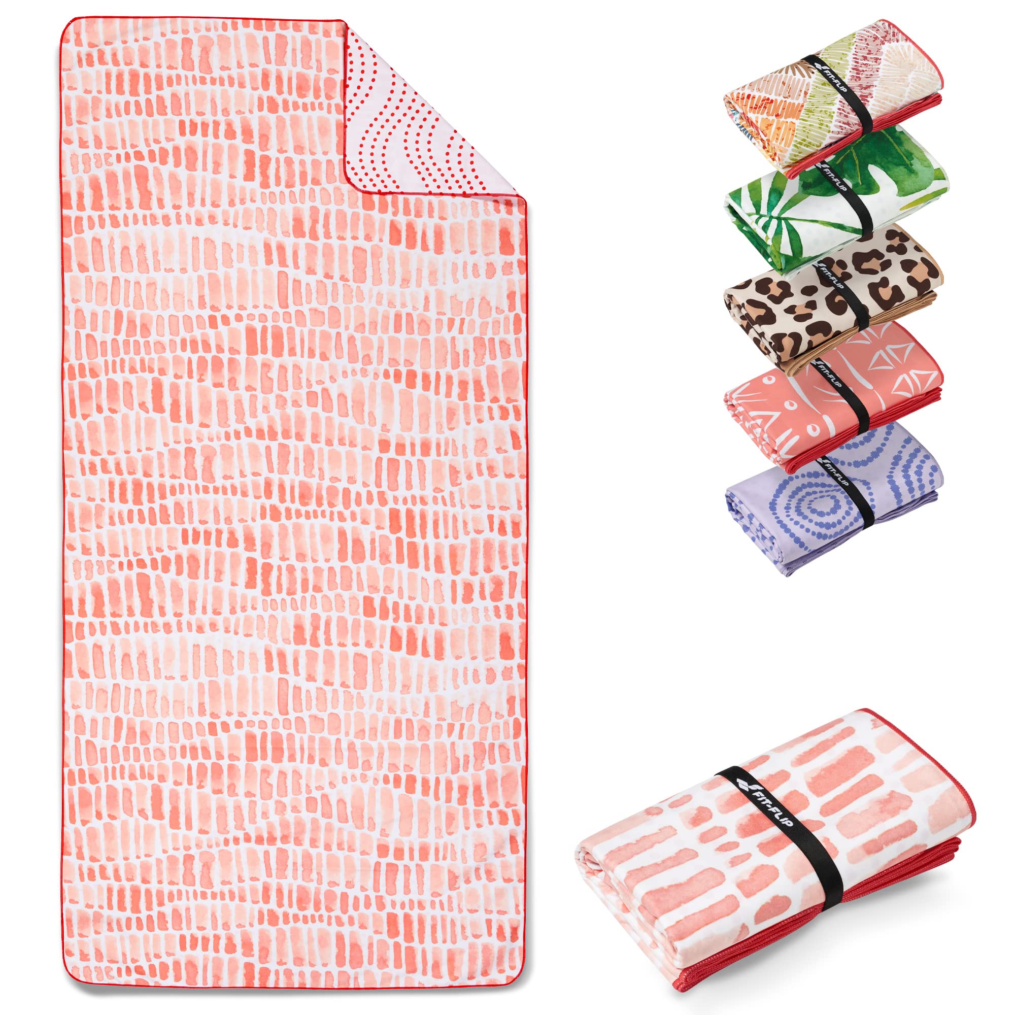 Fit-Flip Beach towel microfibre - large quick dry towels - for travel and swimming - lightweight, compact and super absorbent - sand free, 100% recycled - Dunes 200x90cm