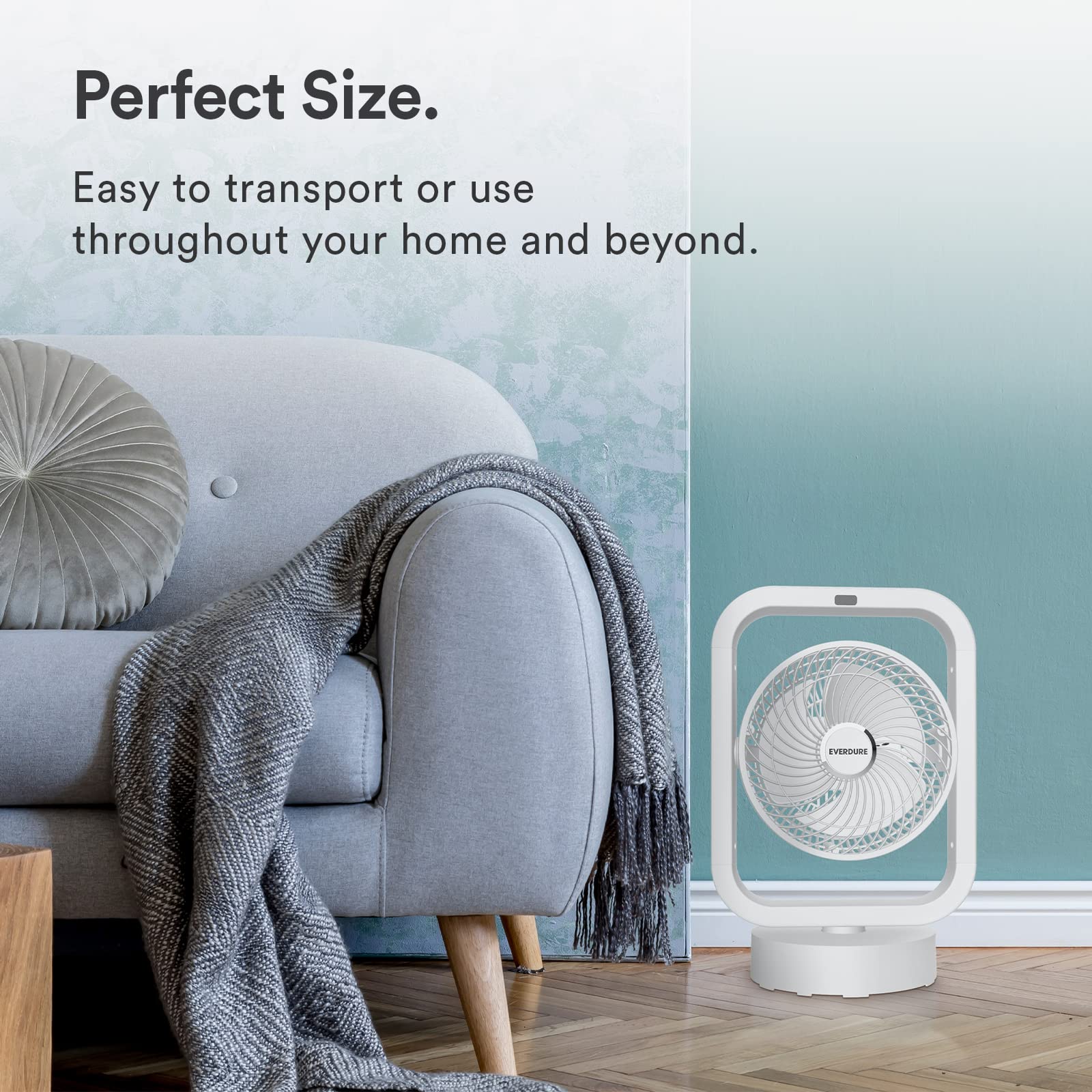 Everdure 10” Oscillating AC Floor, Desk or Table Fan, 4 Speed Settings, Targeted Airflow Control, Remote Control Included, Portable, Perfect for Bedroom, Living Room, Home Office, Black