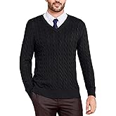 Kallspin Mens V Neck Sweater Wool Blend Cable Knit Pullover Long Sleeve Casual Business Winter Fall Knitwear
