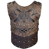 HiiFeuer Viking Faux Leather Embossed Chest Armor, Retro Medieval Knight Leather Armor for LARP/Cosplay