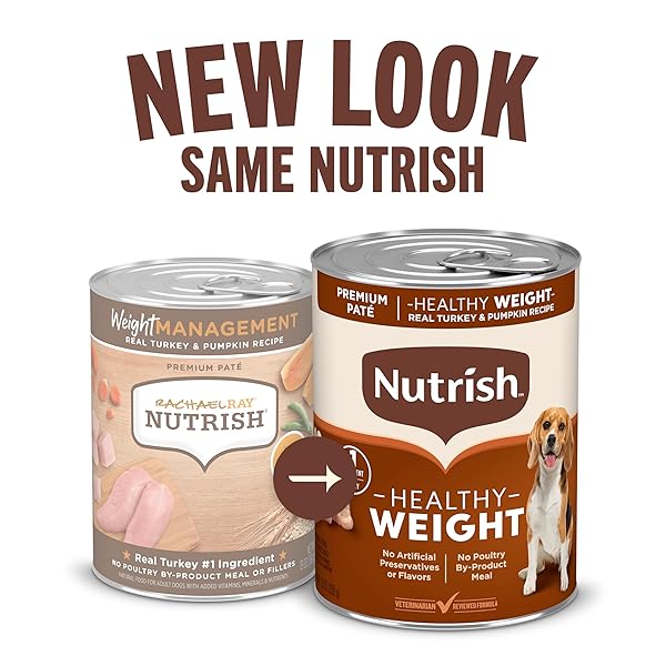 NUTRISH RACHAEL RAY PREMIUM PATÉ WEIGHT MANAGEMENT REAL TURKEY & PUMPKIN RECIPE WET DOG FOOD, 13 OZ. CAN