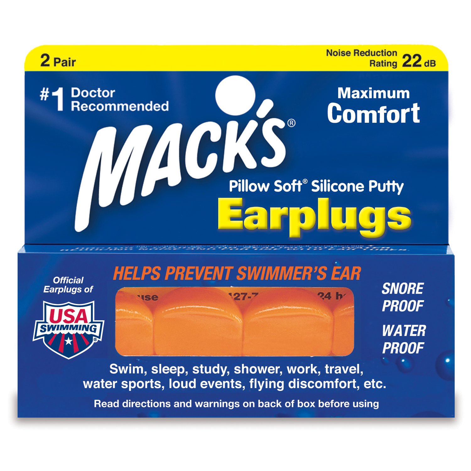 Mack's Pillow Soft Ear Plugs - Orange
