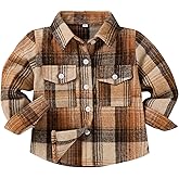 MAMAMI Kids Little Boys Girls Baby Long Sleeve Button Down Red Plaid Flannel Shirt Plaid Girl Boy 1-5T(18-24 Months, Brown B)