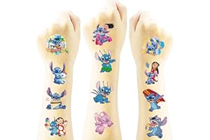40Sheets Stitch Temporary Tattoos Birthday Themed Party Supplies Decoration Favors Cartoon Cute Sticker for Kids Boys Home Activity Class Prizes Carnival Christmas Rewards