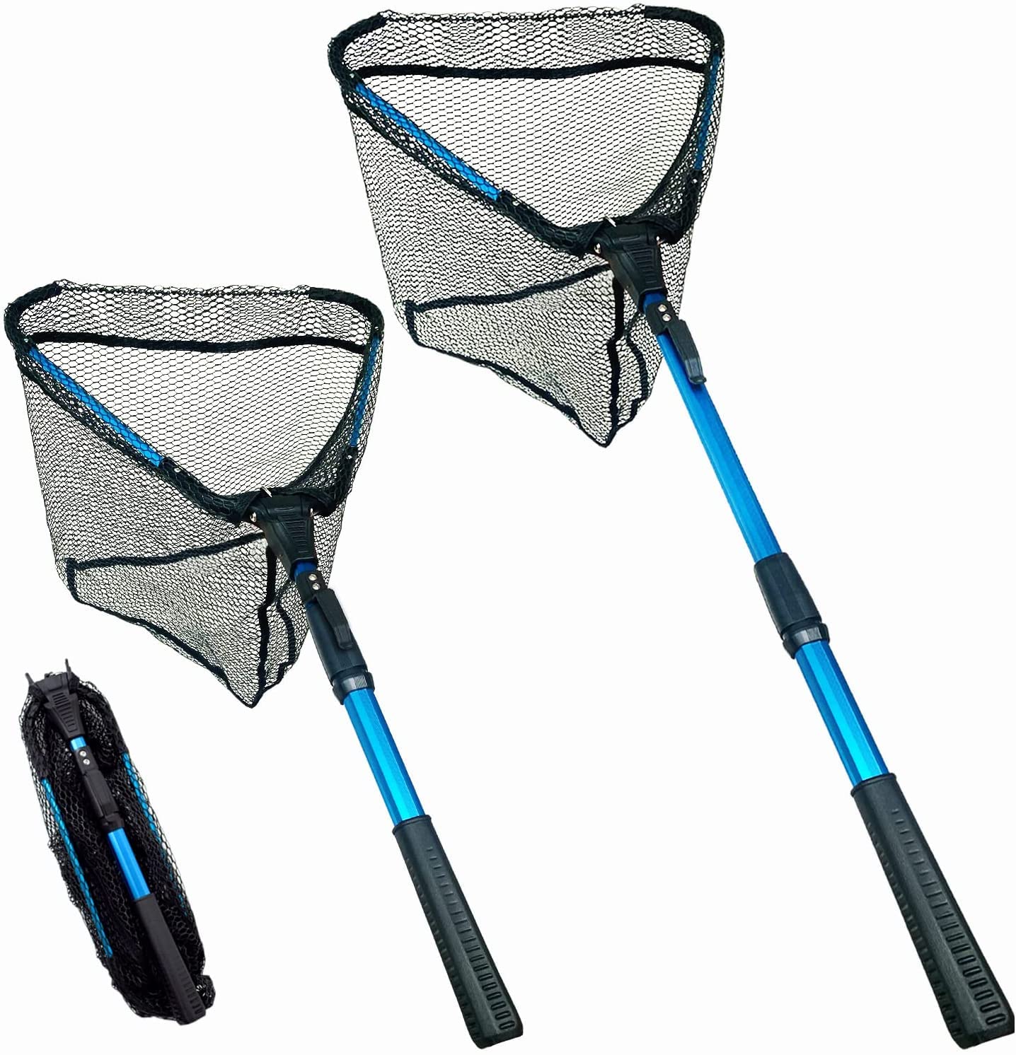 Senston Fishing Net with Telescopic Rod Handle, Scalable Nylon Fishing Landing Net for Kayak, Salmon, Catfish, Trout, Easy to Catch and Release