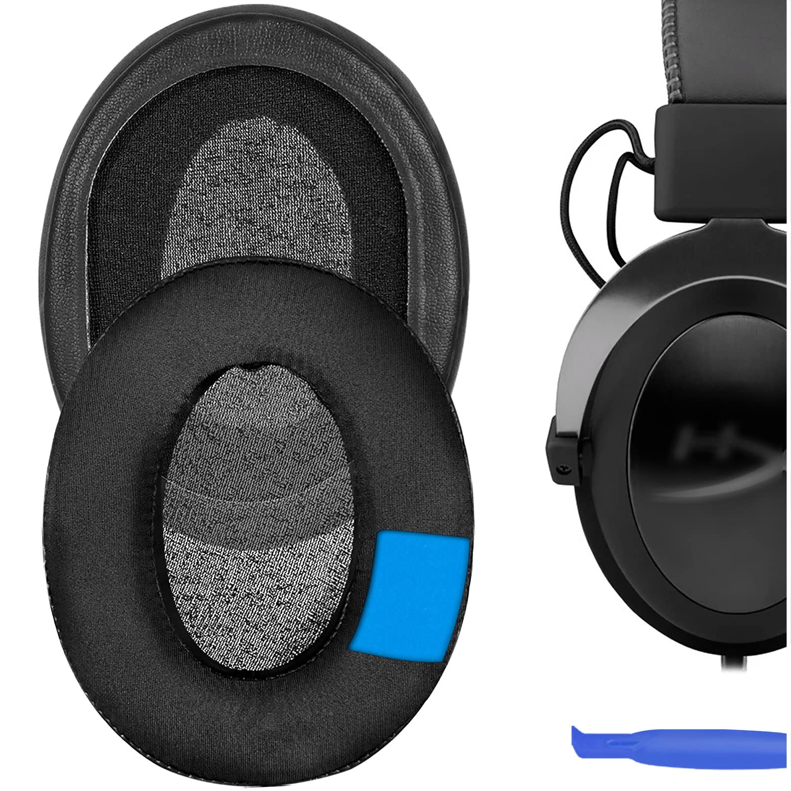 Geekria Sport Extra Thick Cooling Gel Replacement Ear Pads for HyperX Cloud III/II/Alpha/Flight/Stinger/Revolver S Headphones Ear Cushions, Repair Parts (Black)