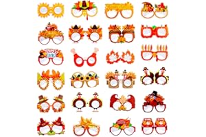GENUVI Thanksgiving Glasses 24 PCS Turkey Thanksgiving Decorations Decor Paper Eyeglasses Sunglasses for Kids Adults Party Photo Prop for Thanksgiving Day Birthday Party Supplies Gifts Goodie Bag Fillers