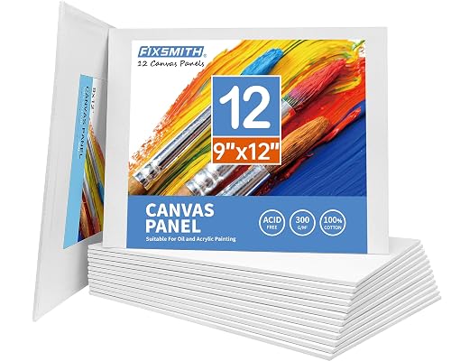 FIXSMITH Canvas Boards for Painting 9x12 Inch, Super Value 12 Pack ...