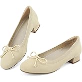 JENN ARDOR Womens Low Block Chunky Pumps Ladies Dress Heels Closed Round Toe Casual Office Shoes for Women Comfortable