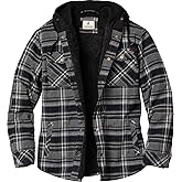 Legendary Whitetails Men's Hooded Shirt Jacket Plaid Flannel Berber Lined Polyfill Insulated