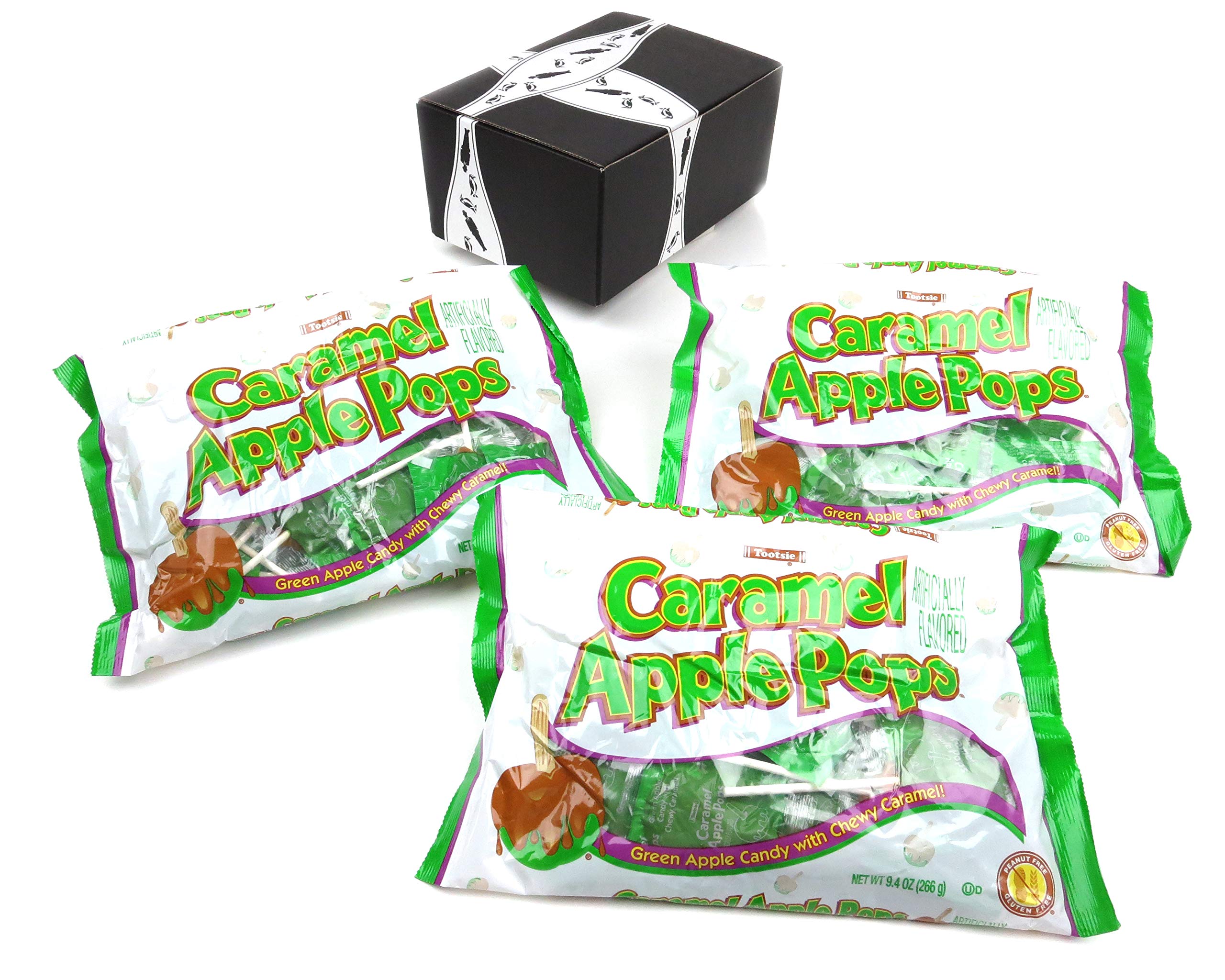Tootsie Caramel Apple Pops, 9.4 oz Bags in a BlackTie Box (Pack of 3