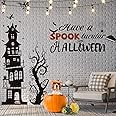 3 Sheets Halloween Wall Decals Tall Home Wall Decal Bats Ancient Castle Home Decor Removable DIY Art for Halloween Party Supplies