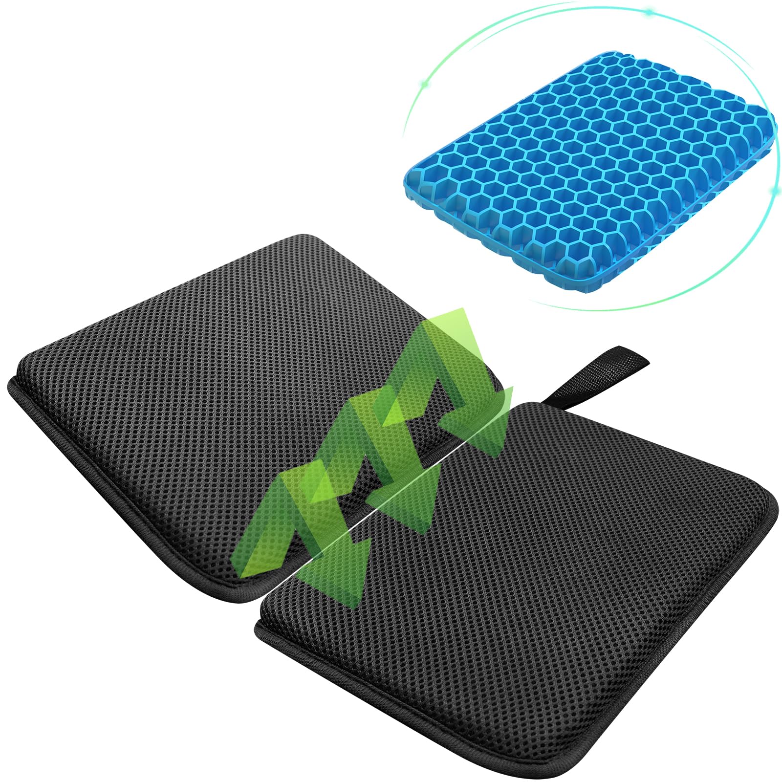 Photo 1 of Foldable Gel Seat Cushion for Travel, Portable Chair Cushion for Camping, Honeycomb Seat Cushion, Portable Gel Cushion for Pressure Relief,1.15-Inch Thick (Black)