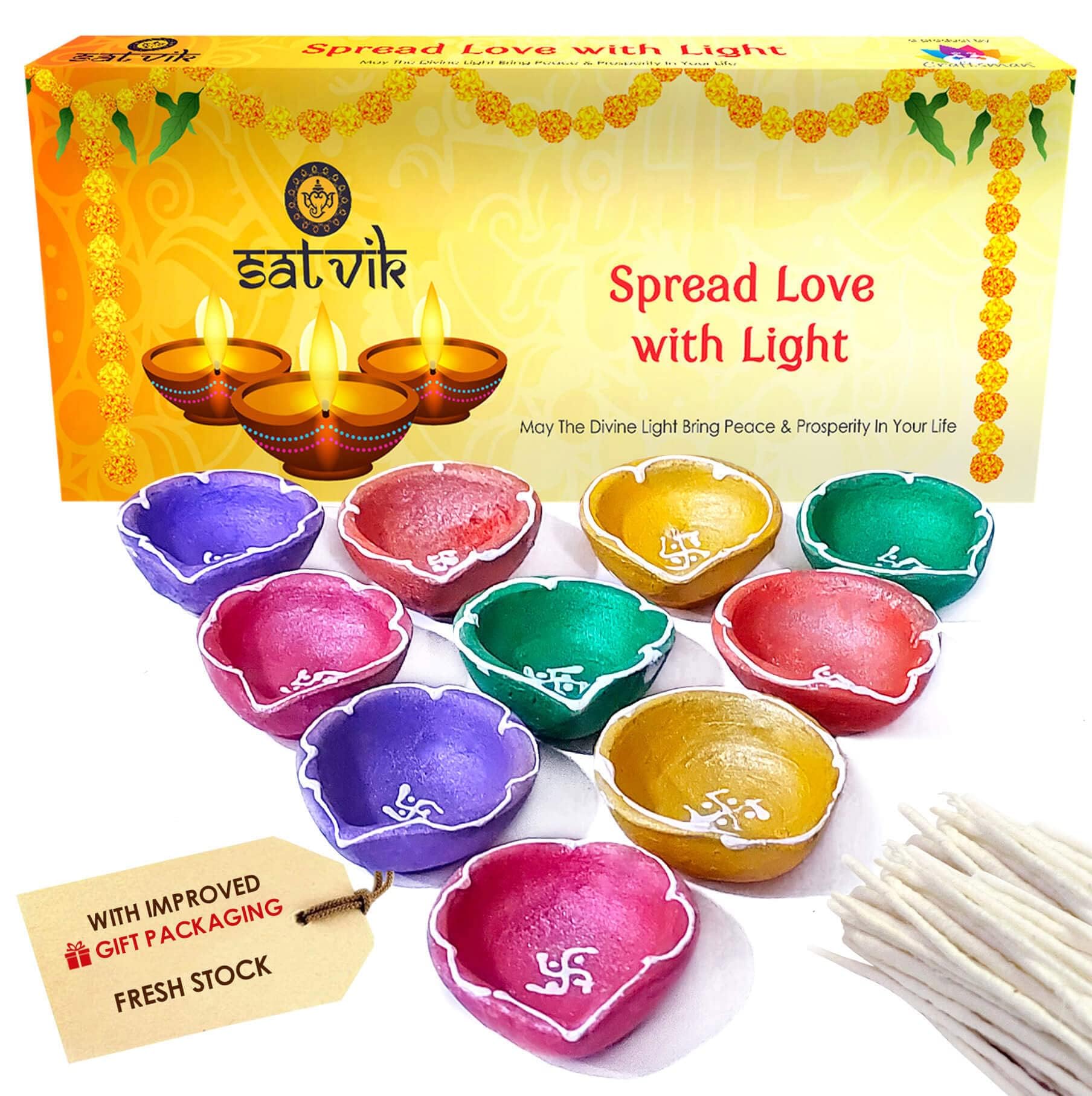 Craftsman 10 Pc Set Clay Diya Diwali Dia with Cotton Wicks for Puja Pooja Traditional Handmade Terracotta Earthen Oil Lamp Diyas Natural Mitti Welcome Deepawali Decoration Indian Gift Items