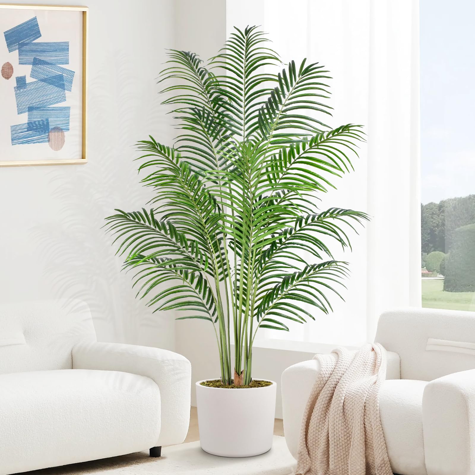 Keeplush Artificial Palm Tree 6ft Tall Fake Palm Tree Indoor Decor with ...