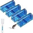 lllteri Humane Mouse Traps, Catch& Release, Reusable Rat Traps, Easy to Set and Safe for Family and Pets, No Kill for Small Rodent/Voles/Hamsters/Moles, Catcher That Works for Indoor/Outdoor, 4 Pack