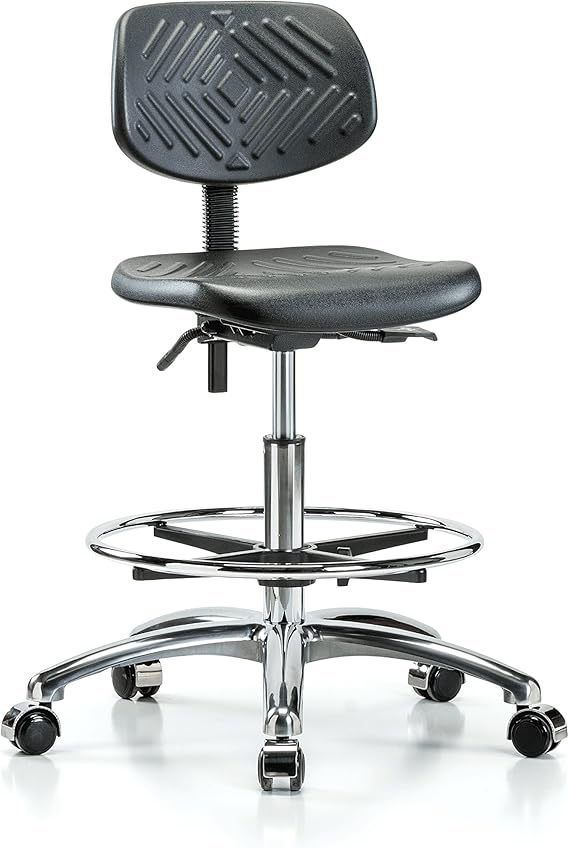 Perch Chrome Ergonomic Industrial Chair with Footring for