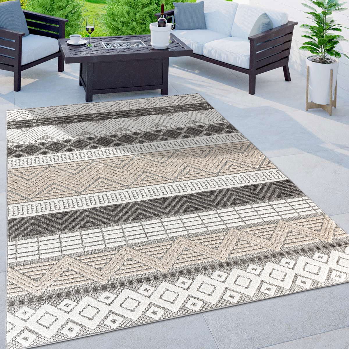 Rugshop Marbella Böhmischer Läufer – 60x20 Cm, Fusselfrei, Für Innen & Außen, Polypropylen, Wasserfest