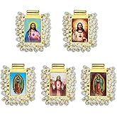 LEGENTLISUR 5 Pcs Catholic Charms Virgin Mary Charms for Bracelets with Fantastic Saints Pendants Rosary Pendants for Necklace Bracelet DIY Supplies