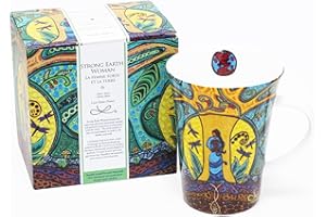 Oscardo Porcelain Mug Featuring Indigenous Art – Leah Dorion Strong Earth Woman, 295 ml / 10 oz Coffee Cup, Fine Porcelain, M