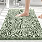 Smiry Luxury Chenille Bathroom Rugs 30x20, Extra Soft and Absorbent Shaggy Bath Mat, Machine Washable, Non-Slip Plush Carpet Runner for Tub, Shower, and Floor, Home Decor Accessories, Sage Green