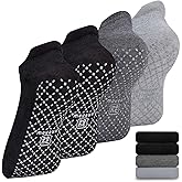 unenow Unisex Non Slip Grip Socks with Cushion for Yoga Pilates Barre Home & Hospital
