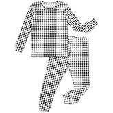moimoln Baby Toddler Pajama Set Snug-Fit Cotton Modal Sleepwear, Leopard, Check & Solid Mix (6M-8Y, 1/2 Pack)