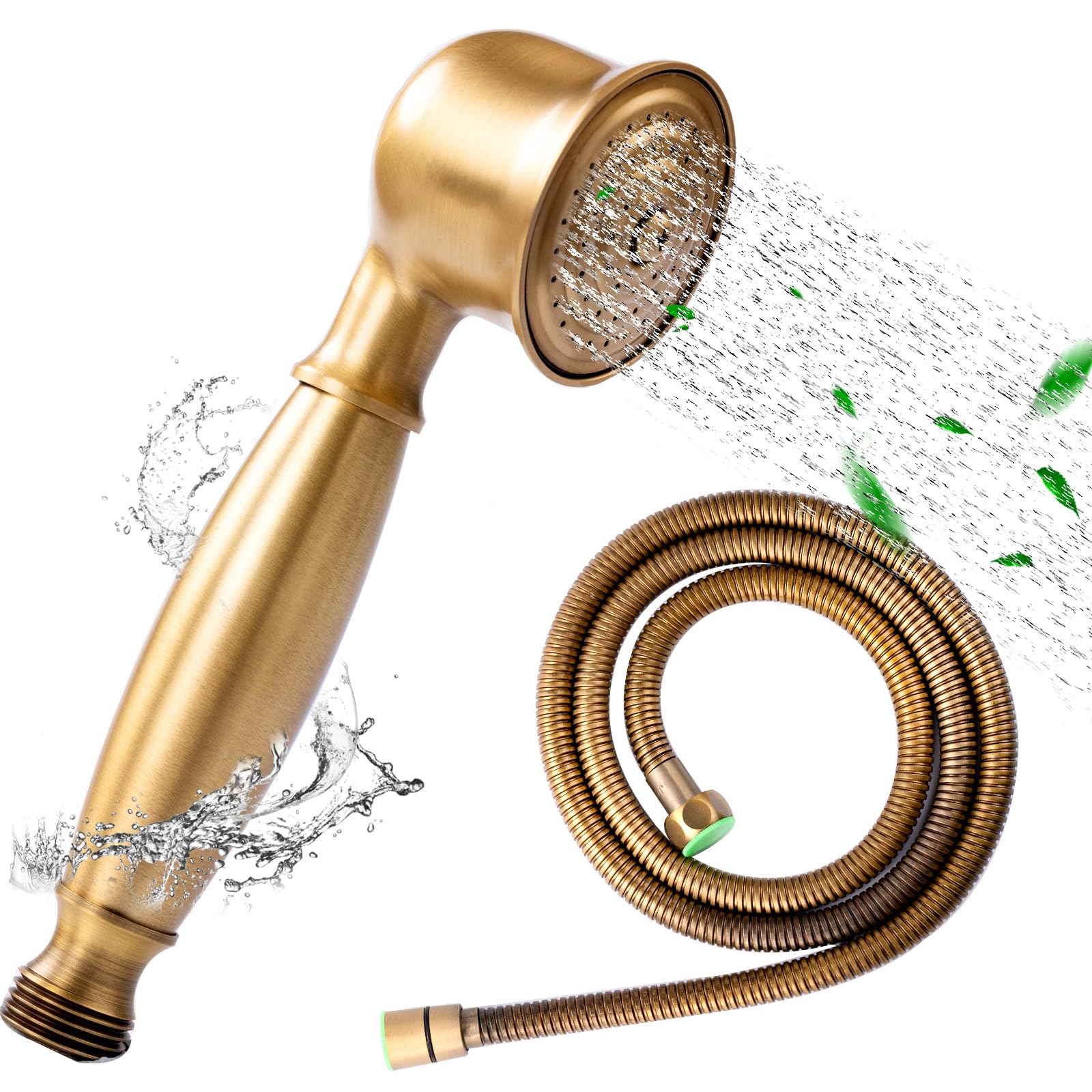 Ycxydr Antique Bronze Shower Head, Telephone Shaped, 1.5M Stainless Steel Hose, Massage Setting, OT-105 Model