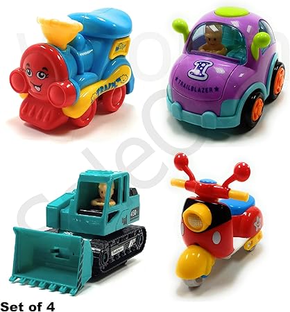 SaleOn Unbreakable Friction Powered Construction Toys for Kids (Set of 4) (953)