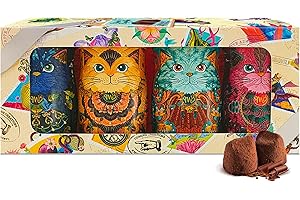 Monty Bojangles Kit-Tins Cocoa Dusted Chocolate Truffles Gift Set (4 x 1.27oz) Four Flavors In One, Luxury Chocolatey Truffles - Collectable Cat Tins, Chocolate Gift Box With Bespoke Design
