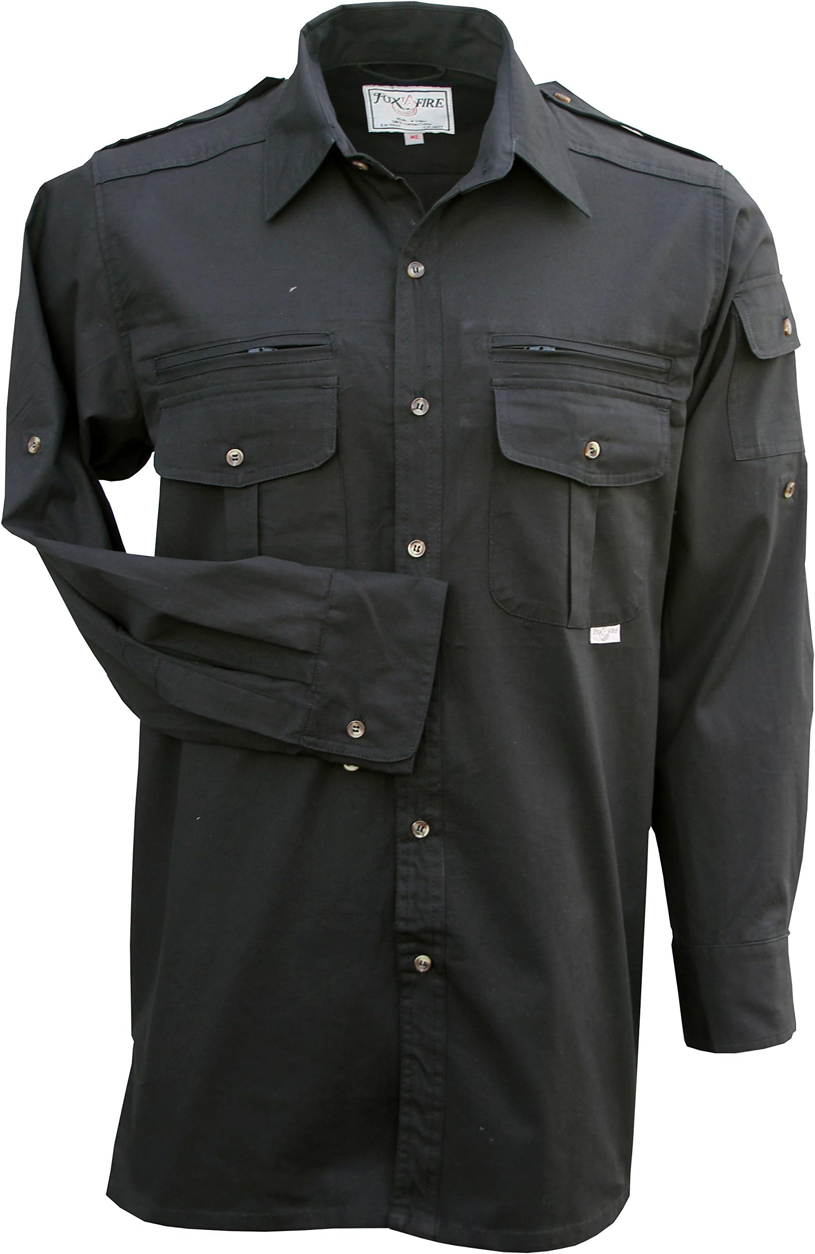 Thunder River Gear Mens Long Sleeve Cotton Travel Safari Passport Shirt (Medium, Tactical Black)