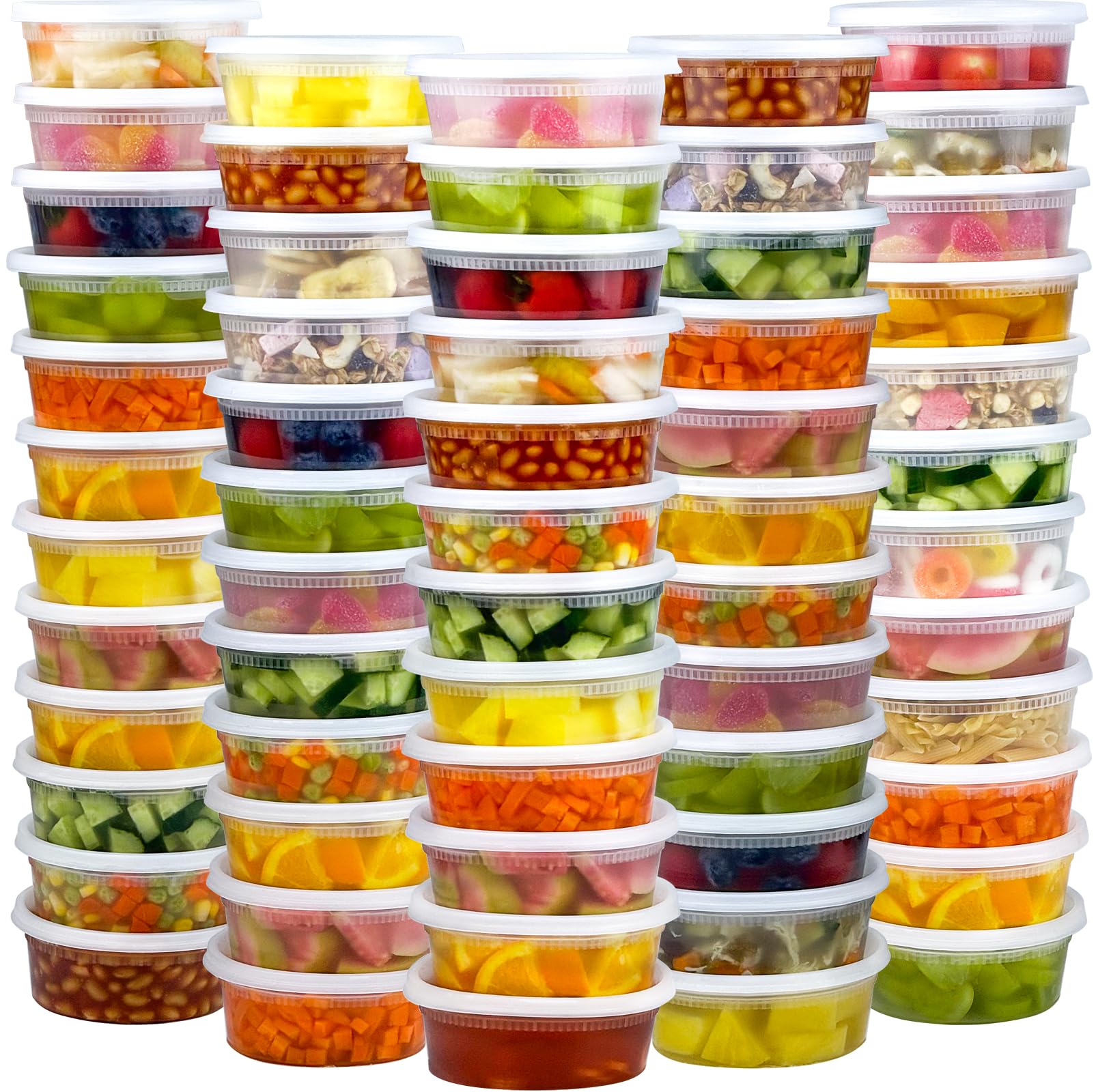 Photo 1 of Dipoo 60 Sets (120-Piece) Deli Containers with Lids 8 oz, Leak-Proof & BPA Free Airtight Takeout Plastic Food Storage Containers for Soup, Freezer/Microwave/Dishwasher Safe