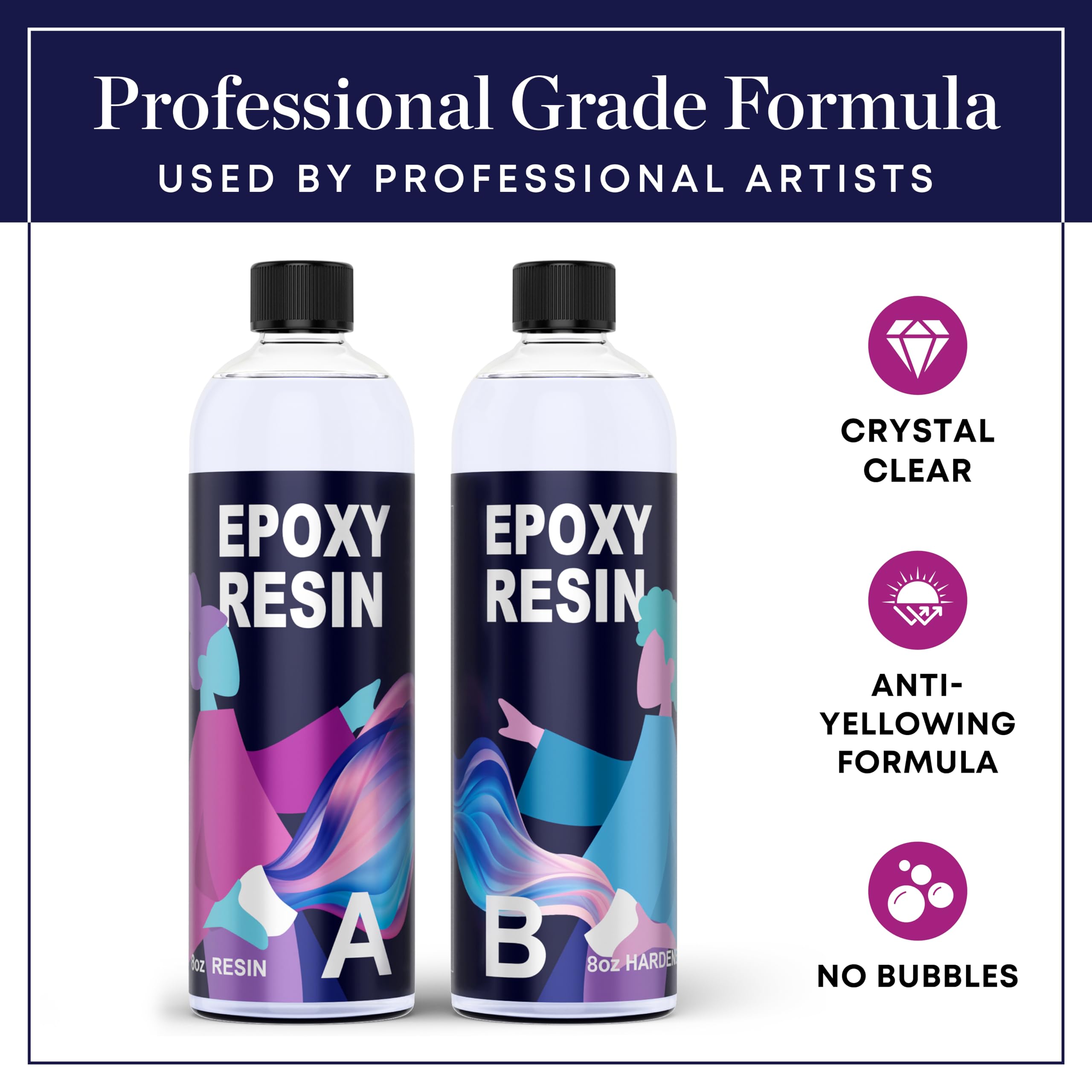 Epoxy Resin Kit 16 Ounce- (8oz Resin + 8oz Hardener) Resin Epoxy Craft Kit Gift- Non-Toxic, Crystal Clear, Odor-Free, UV Resistant, High Gloss Art Resin - Craft Stunning Creations with Ease (16oz)