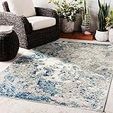 LUXE WEAVERS Rug - Persian Rugs 6097 Abstract Marble Area Rug - Modern Design, Medium Pile, Ivory / Size 5 x 7
