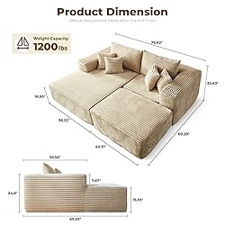 ovios 80" Oversized Sectional Lounge Chaise with