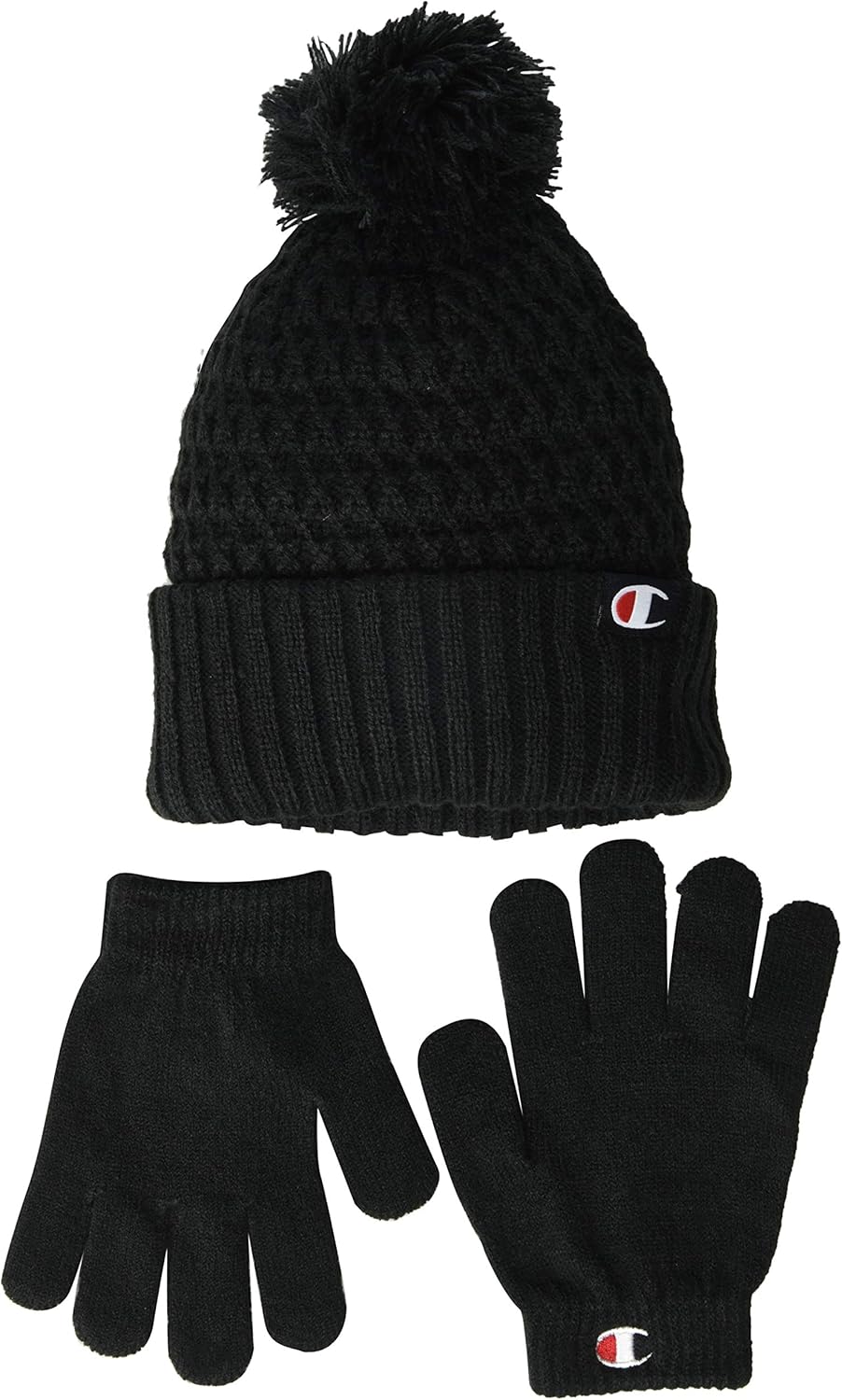 Champion unisex child Glove & Set Cold Weather Hat, Black, Youth Size US: Clothing