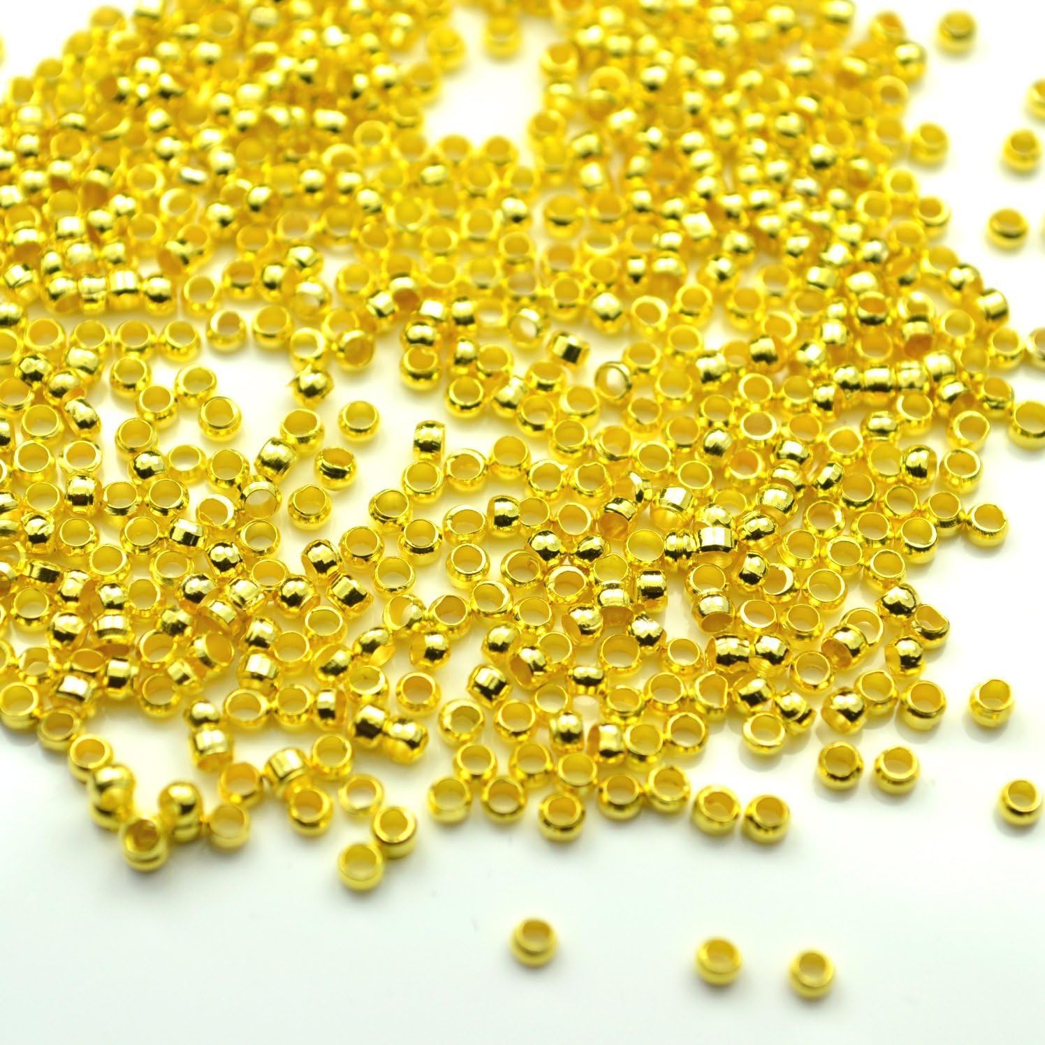 1,000 X 2MM ROUND CRIMP BEADS - PICK COLOUR - GOLD/2MM
