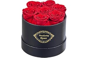 BEAULASTING ROSES Beaulasting Long Lasting Preserved Roses in a Box Last a Year Forever Flowers for Her Mom Wife Anniversary Birthday (Round Black Box)