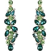 EVER FAITH Bridal Tear Drop Flower Cluster Dangle Earrings Crystal Rhinestone