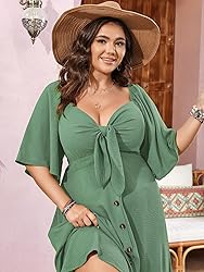 SCOMCHIC Plus Size Summer Dress Casual Short Sleeve
