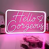 Hello Gorgeous Neon Signs Hello Beautiful Bedroom Neon Signs Pink Neon Sign are Suitable as Background WallDecor ations for Family Weddings and Birthdays Pink Neon Light Wth Dimmable Switch