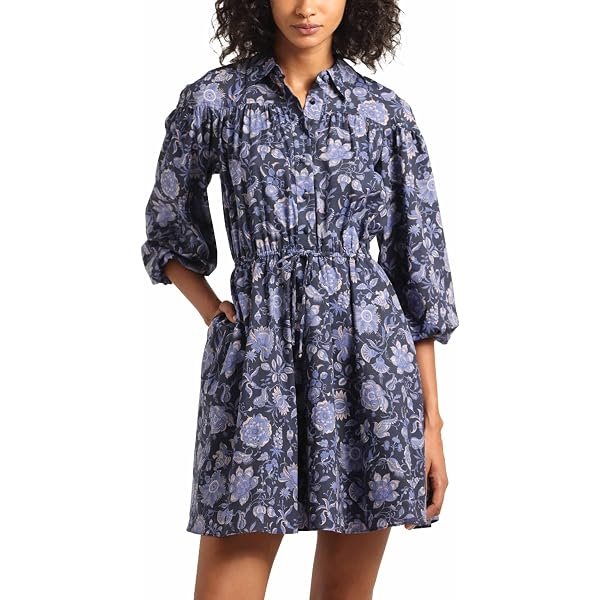 alice + olivia Women's Lucy Roll Sleeve Mini Shirtdress, Artisan Ikat  French Blue, 6 at Amazon Women's Clothing store