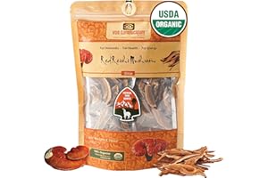 VOS GANOLUCIDUM Organic Sliced Dried Reishi Mushroom, 5 Small Zip Bags Inside, 1.76 Oz, Naturally Grown, Rich in Nutrients, Use as a Nutritious Seasoning for Salads & Porridges