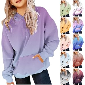 CSVBVSQ Hoodies For Teen Girls Long Sleeve Gradient Color Cute Hoodie Lightweight Y2k Comfy Oversized Hooded Sweatshirt