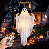 Halloween Decorations Outdoor - 5FT Hanging Swing Ghost with Remote Control | 8 LED Lights Mode,Timer Function, Realistic Skeleton Hands, Easy Adjustable, Just Hanging, For Party Porch Yard Garden Lawn