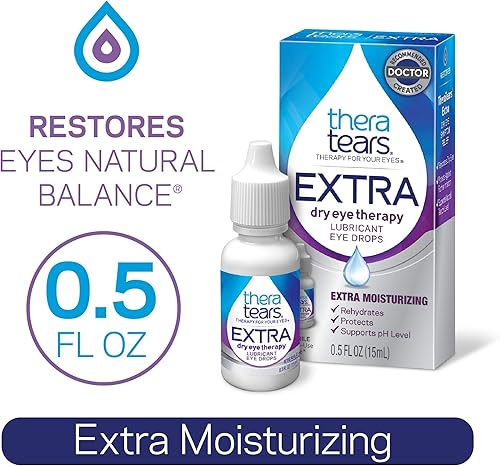 TheraTears Eye Drops for Dry Eyes, Extra Dry Eye Therapy, Extra Moisturizing Lubricant Eye Drops, 15 mL, 0.5 Fl oz