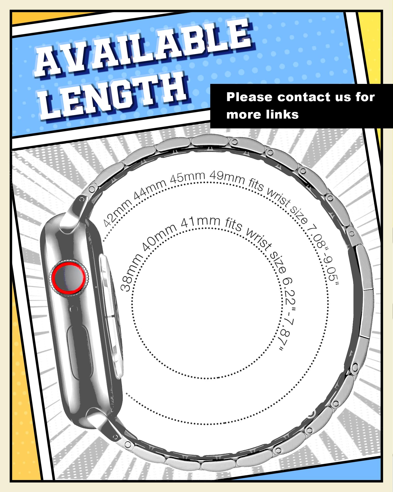 AOKOOR Metal Band Compatible with Apple Watch Band 49/46/45/44/42mm for Men and Women Tool-Free Quick-Adjust Stainless Steel Band for iWatch Ultra 2 SE Ultra Series 10 9 8 7 6 5 4 3 2 1 (Silver)