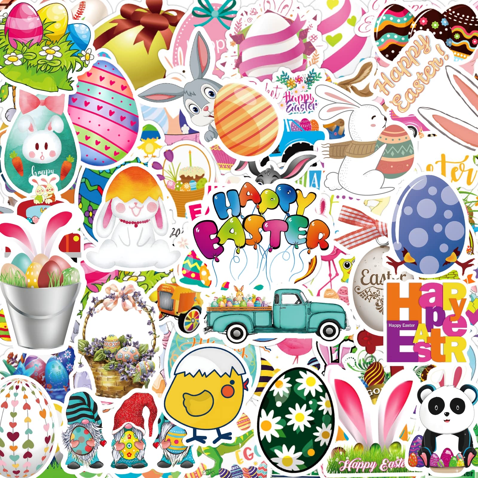 300 PCS Easter Stickers, Easter Egg Bunny Individual Stickers for Kids Teens Adults, Cute Aesthetic Vinyl Easter Stickers for Cards Laptop Water Bottle Envelopes