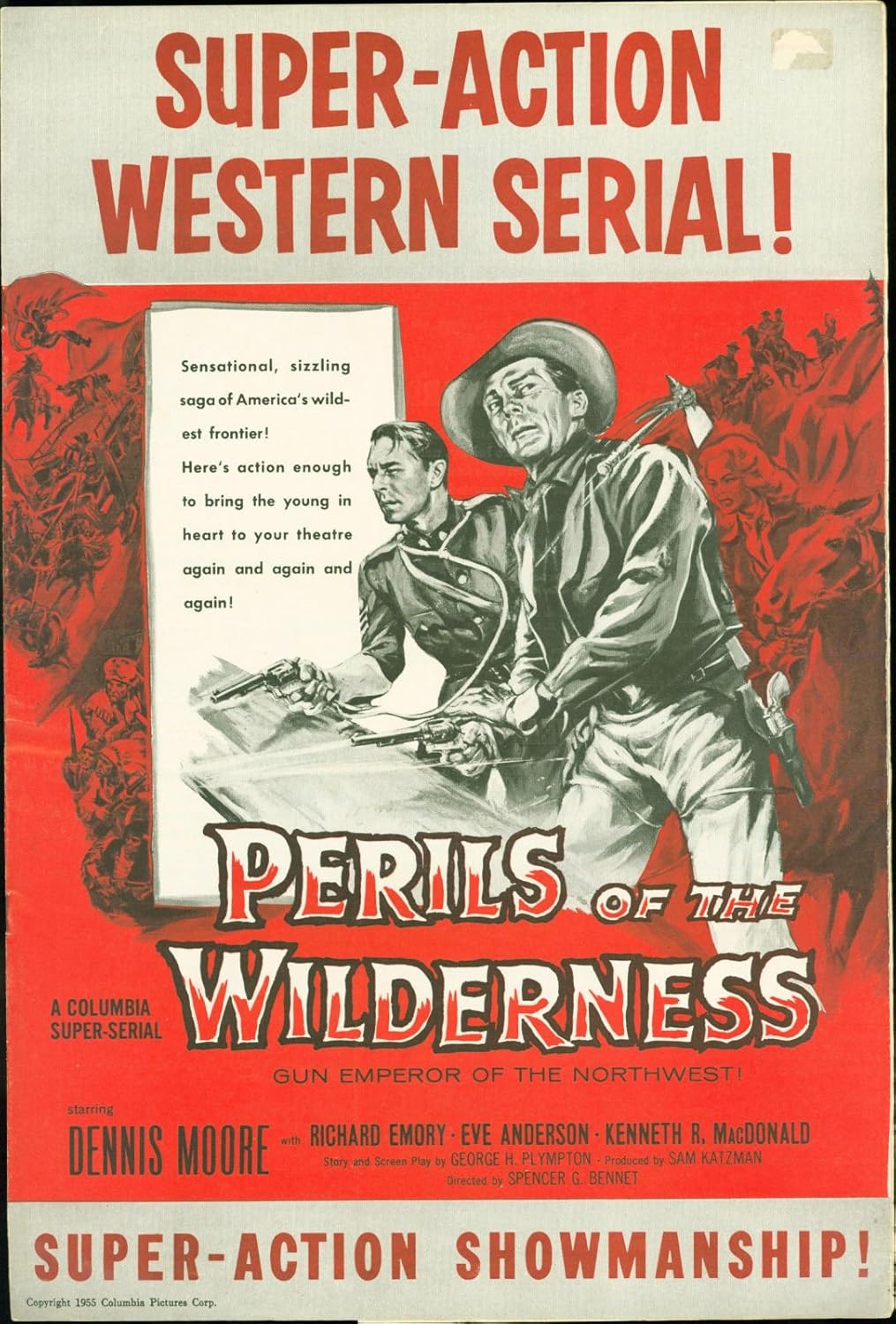 1955 Perils of the Wilderness Laramie Columbia vintage pressbook Dennis Moore