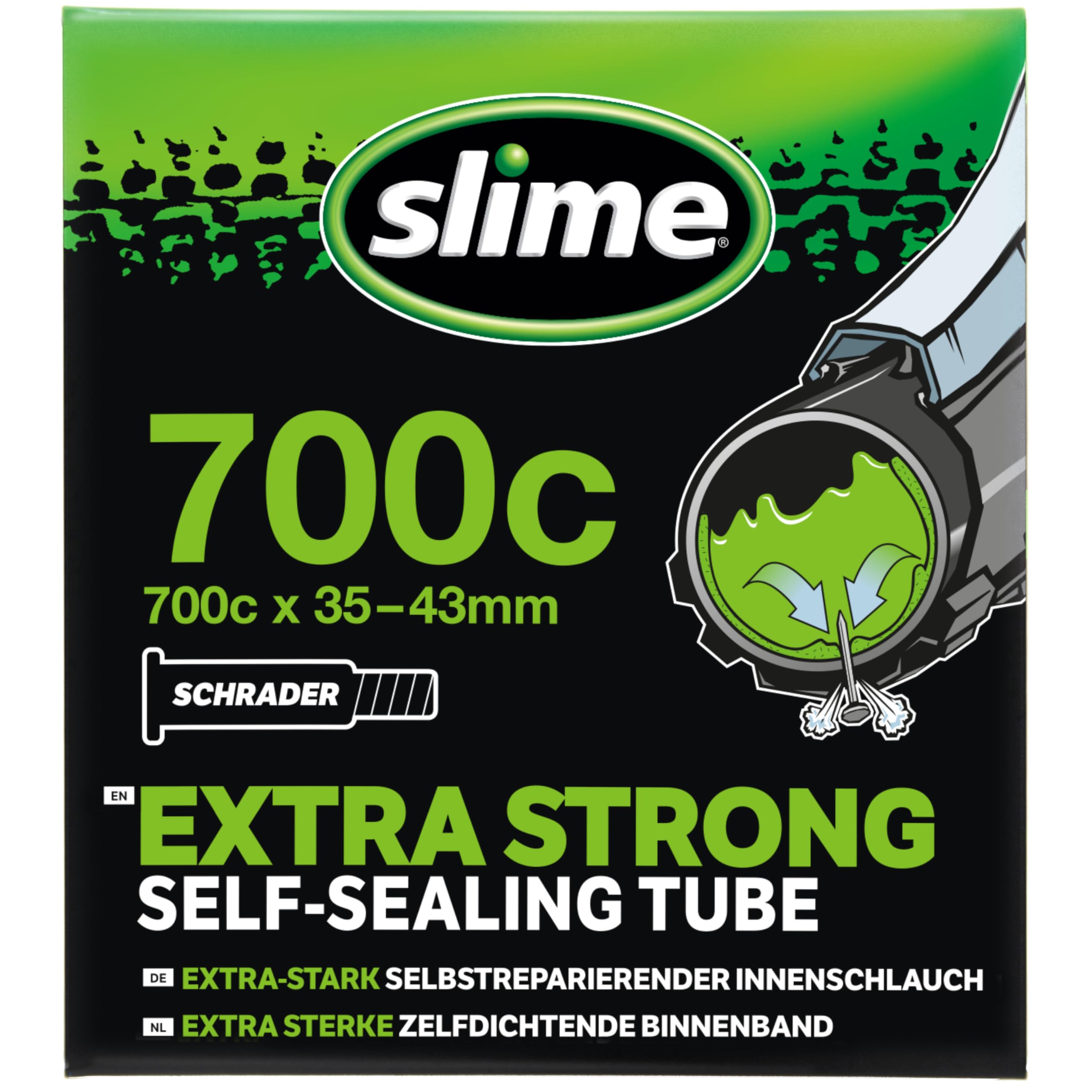 Slime 30057 Bike Inner Tube with Slime Puncture Sealant, Self Sealing, Prevent and Repair, Schrader Valve, 700c x 35-43mm — image 1